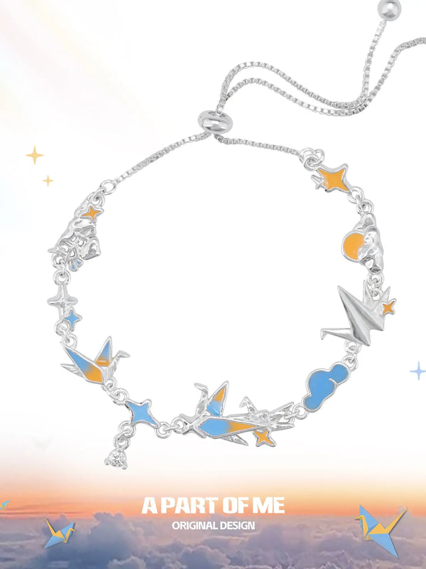 Corigami Era Multi-Color Platinum-Plated Paper Crane Pull-Through Bracelet™