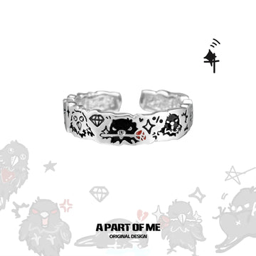 Dark Crows Graffiti Crows 925 Sterling Silver Adjustable Open Ring™