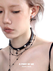 다크 크로우 S925 18K 플래티넘 도금 천연 마노 스터드 귀걸이™