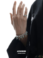Divine Plume Neo-Chinese Style 925 Sterling Silver Turquoise Feather Adjustable-Opening Ring™