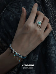 Divine Plume Neo-Chinese Style 925 Sterling Silver Turquoise and Tiger's Eye Ethnic-Style Feather Ring™