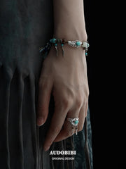 Divine Plume Neo-Chinese Style 925 Sterling Silver Turquoise and Tiger's Eye Ethnic-Style Feather Ring™