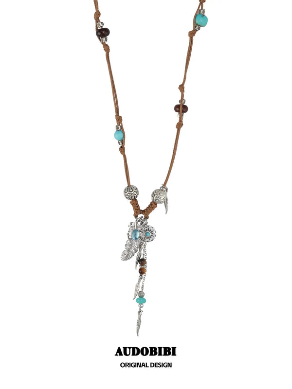 Divine Plume Neo-Chinese Style Feather Pendant Ethnic-Style Braided Necklace™