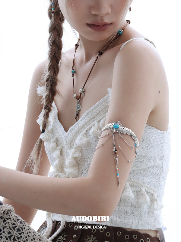 Divine Plume Neo-Chinese Style Feather Tassel Ethnic-Style Arm Ring Arm Accessories™