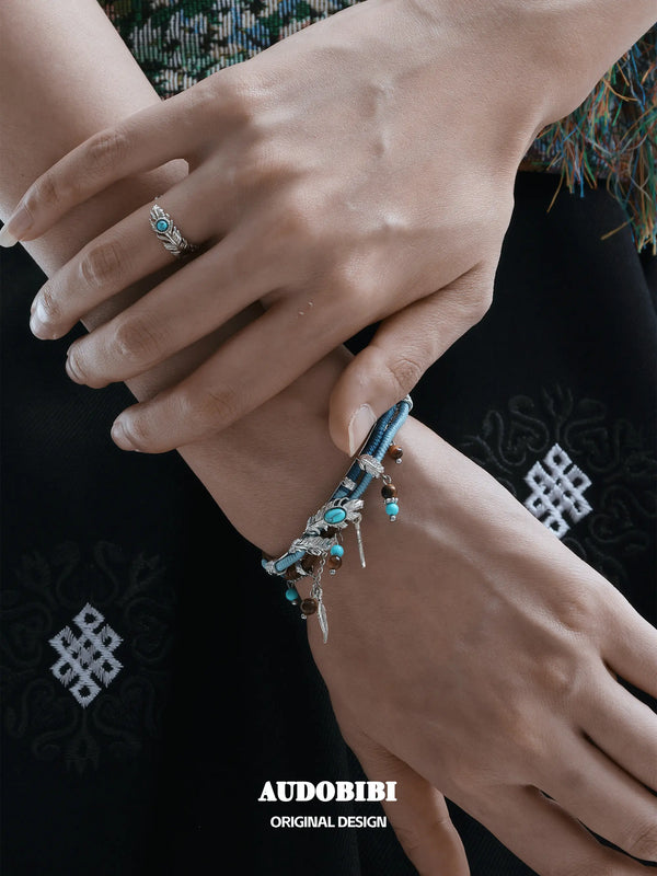 Divine Plume Neo-Chinese Style Platinum Plating Ethnic-Style Braided Rope Bracelet™