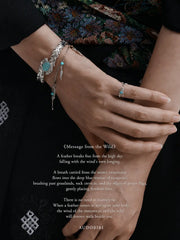 Divine Plume Neo-Chinese Style Platinum Plating Feather Ethnic-Style Turquoise and Tiger's Eye Tassel Feather Bracelet™