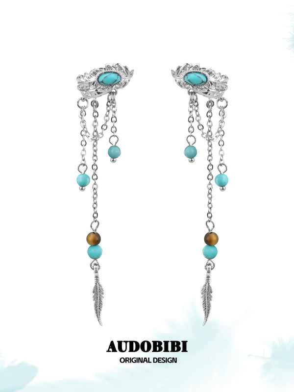 Divine Plume Neo-Chinese Style Platinum Plating Tassel Feather Ethnic-Style Ear Clip Ear Cuffs™