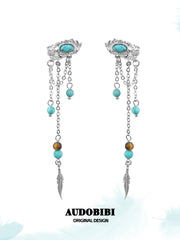 Divine Plume Neo-Chinese Style Platinum Plating Tassel Feather Ethnic-Style Ear Clip Ear Cuffs™