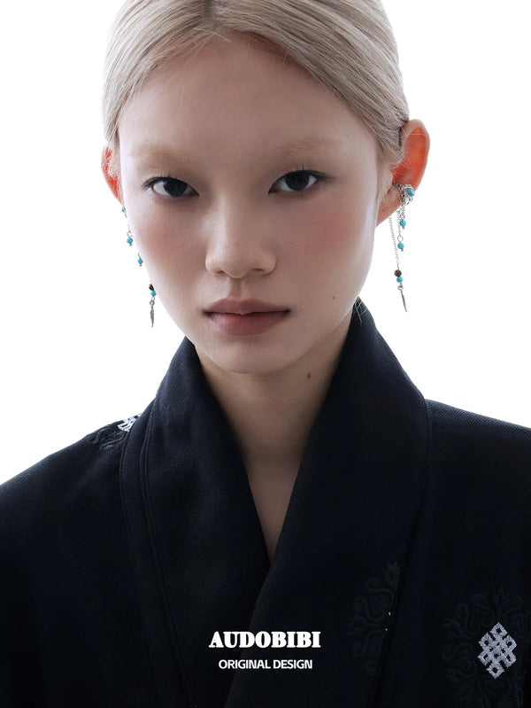 Divine Plume Neo-Chinese Style Platinum Plating Tassel Feather Ethnic-Style Ear Clip Ear Cuffs™
