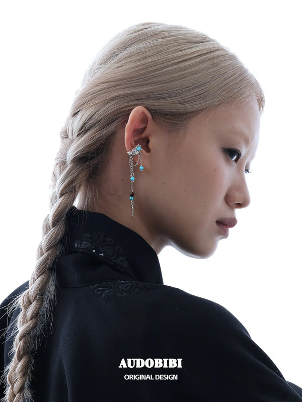 Divine Plume Neo-Chinese Style Platinum Plating Tassel Feather Ethnic-Style Ear Clip Ear Cuffs™