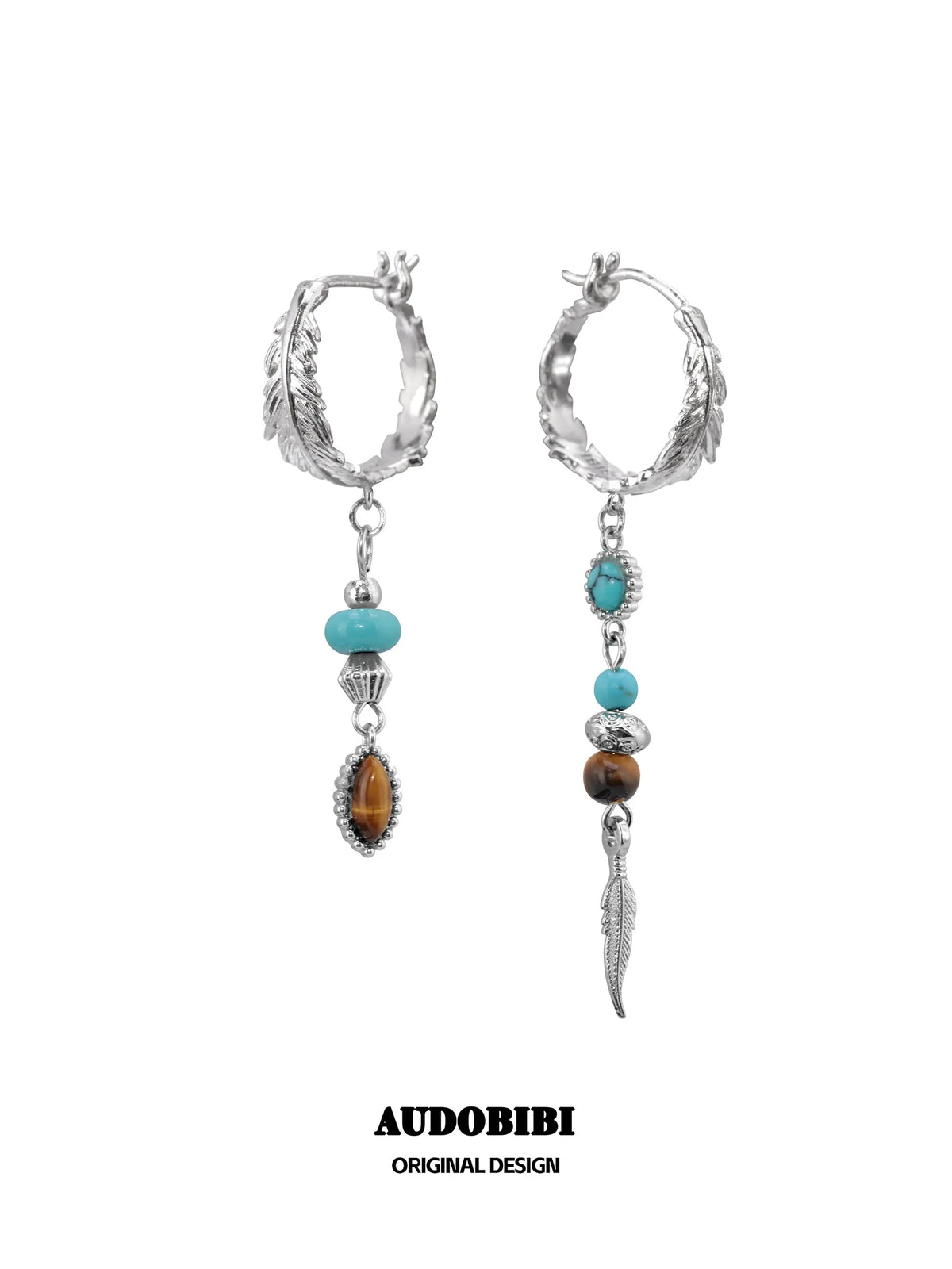 Divine Plume Neo-Chinese Style S925 Platinum Plating Irregular Ethnic-Style Feather Pendant Dangle Earrings™