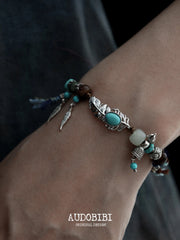 Divine Plume Neo-Chinese Style Tibetan Silver, Agate, Turquoise & Jade Ethnic-Style Braided Bracelet ™