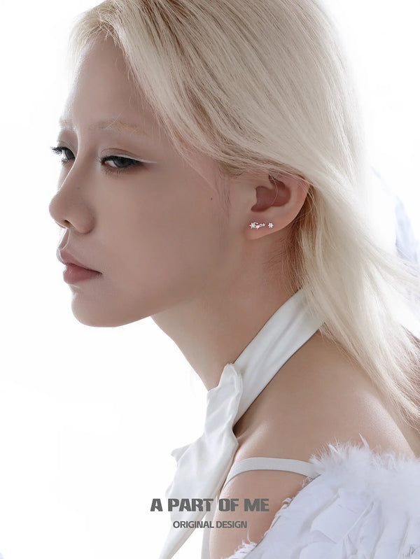 Divine Plume 925 Platinum Plating Tiny Star Stud Earrings™