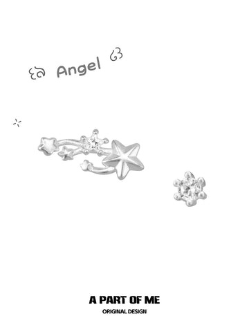 Divine Plume 925 Platinum Plating Tiny Star Stud Earrings™