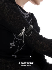 Divine Plume Dove＆Crow 18K Platinum Plated Black＆Silver Wings Arm Ring™