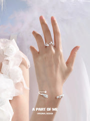 Divine Plume Platinum-Plated Angel Feather Adjustable Open Bangle™