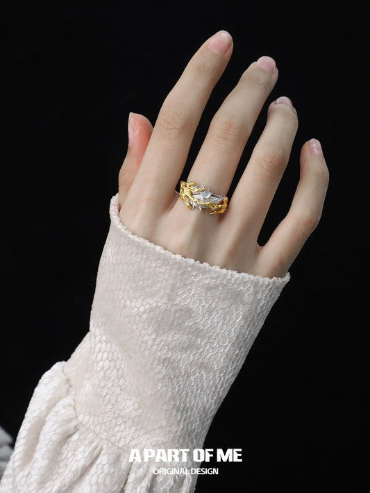 Divine Plume S925 Sterling Silver Agate Wings Resizeable Rings™