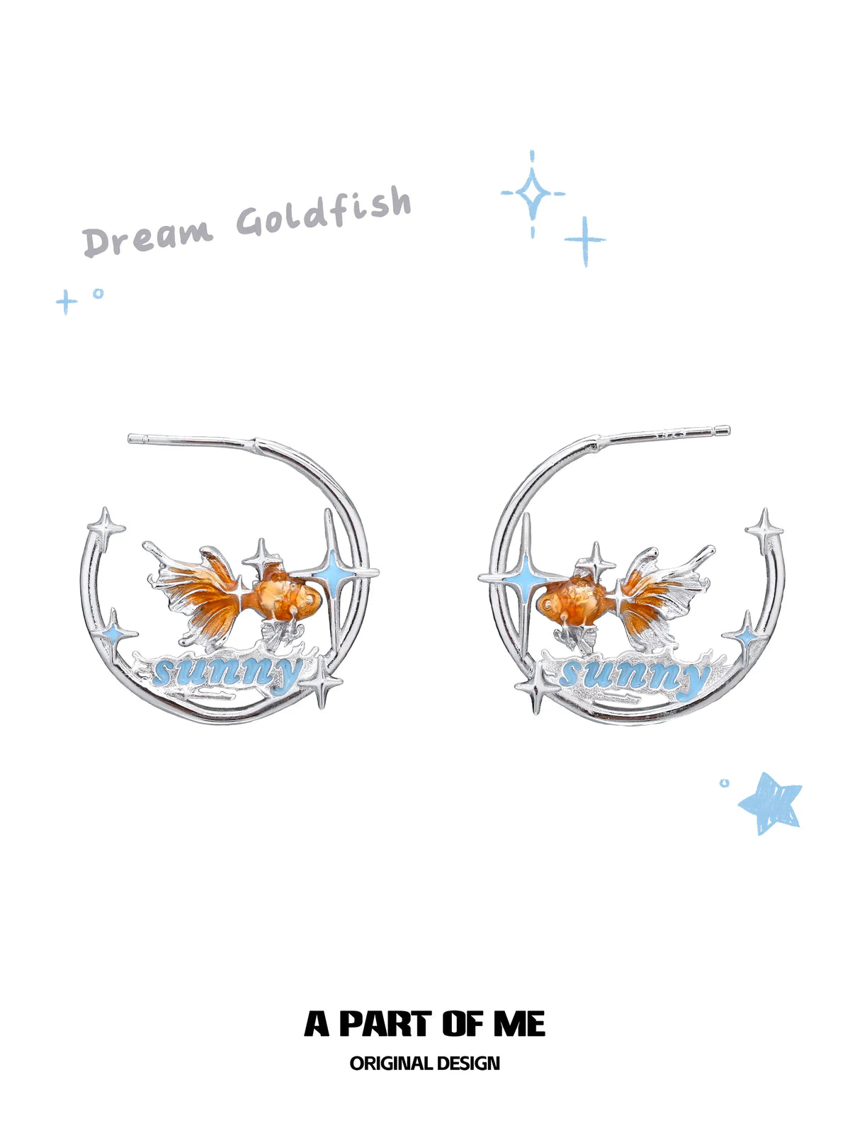 Dreamcore Goldfish Sunset Orange Sea 18k Platinum Plated Earrings™