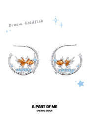 Dreamcore Goldfish Sunset Orange Sea 18k Platinum Plated Earrings™