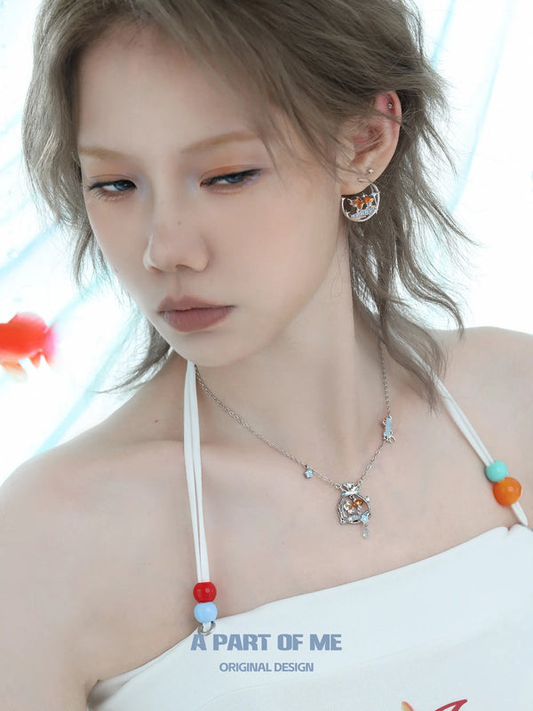 ドリームコア 金魚 サンセットオレンジ シー Y2K チタン チョーカーネックレス™