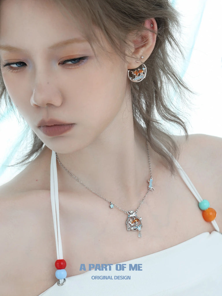 Into a Dreamチョーカー ドリームコア 金魚 サンセットオレンジ シー Y2K チタン チョーカー