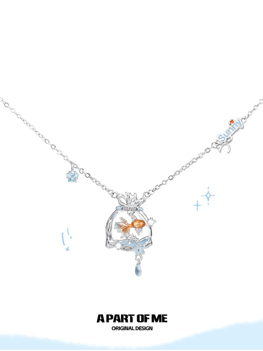Dreamcore Goldfish Sunset Orange Sea Y2K Titanium Choker Necklace™