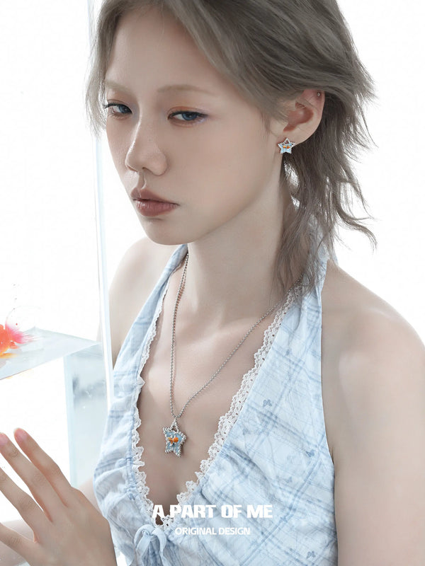 Dreamcore Goldfish Sunset Orange Sea Y2K Titanium Starfish Choker Necklace™