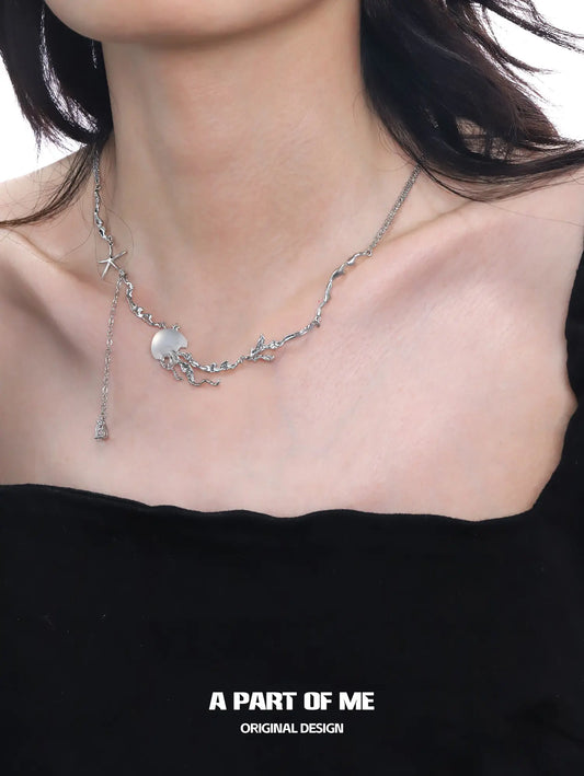 Floating Jellyfish 18K Platinum Plated Necklace™