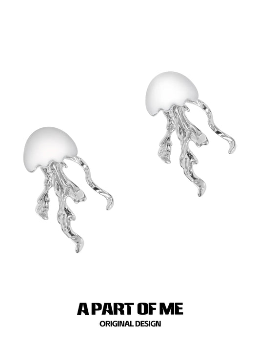 Floating Jellyfish 18K Platinum Plated Stud Earrings™