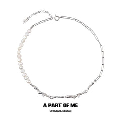 Forever Elegant 18K Platinum Plated Natural Baroque Pearl Choker Necklace™
