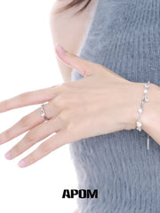 Forever Elegant 925 Sterling Silver Pearl Irregular Shaped Open Ring™