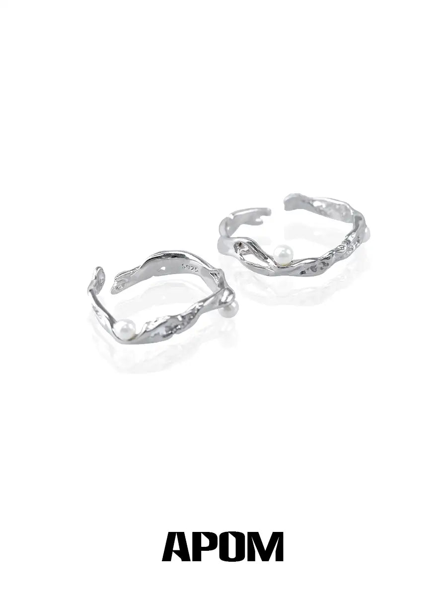 Forever Elegant 925 Sterling Silver Pearl Irregular Shaped Open Ring™