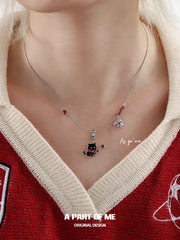 Happy New Year Platinum Plating Kittens and Puppies Setting Off Fireworks Necklace™