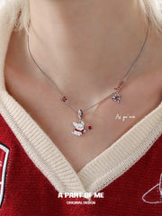 Happy New Year Platinum Plating Kittens and Puppies Setting Off Fireworks Necklace™