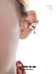 Happy New Year Platinum Plating Kittens and Puppies Setting Off Fireworks No Piercing Ear Cuff Ear Clip™
