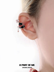 Happy New Year Platinum Plating Kittens and Puppies Setting Off Fireworks No Piercing Ear Cuff Ear Clip™