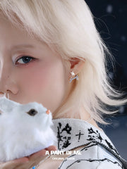 Hello Winter 925 Sterling Silver Snowflake Rabbit Asymmetrical Stud Earrings™