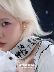 Hello Winter 925 Sterling Silver Snowflake Rabbit Asymmetrical Stud Earrings™