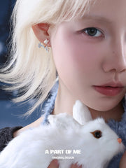 Hello Winter 925 Sterling Silver Snowflake Rabbit Asymmetrical Stud Earrings™
