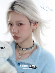 Hello Winter Platinum-Plated Black Kitten and White Puppy Stud Earrings™