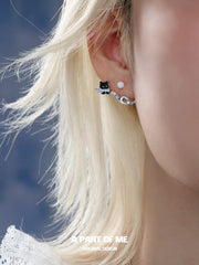 Hello Winter Platinum-Plated Black Kitten and White Puppy Stud Earrings™