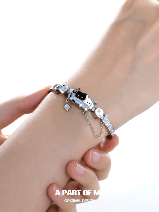 Hello Winter Platinum-Plated Kitten＆ Puppy Bangle™