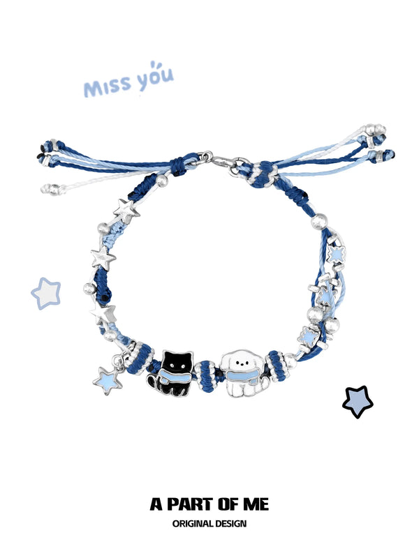 Hello Winter Platinum-Plated Kitten＆ Puppy Bracelet™