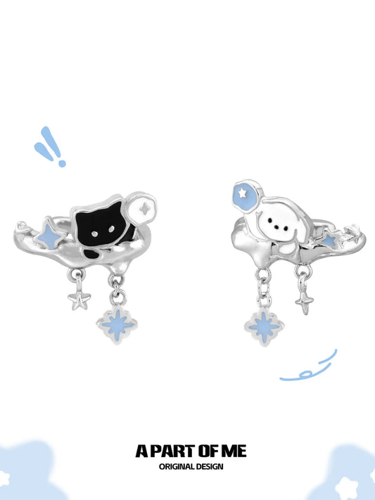 Hello Winter Platinum-Plated Kitten＆ Puppy Ear Cuffs Earclips™