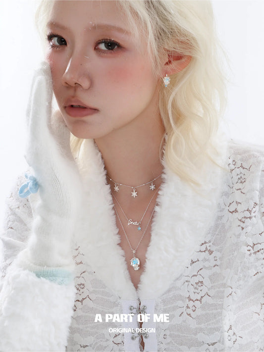 Hello Winter Platinum-Plated Snowflake Crystal Ball Pendant Necklace™