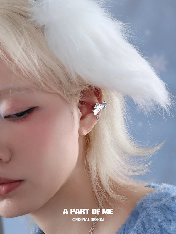 Hello Winter Platinum Plating Snowflake Rabbit No Piercing Ear Cuff Ear Clip™