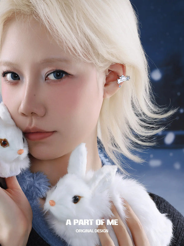 Hello Winter Platinum Plating Snowflake Rabbit No Piercing Ear Cuff Ear Clip™