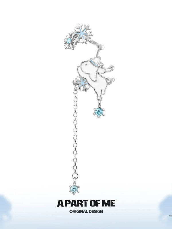 Hello Winter Platinum Plating Snowflake Rabbit No Piercing Ear Cuff Ear Clip™