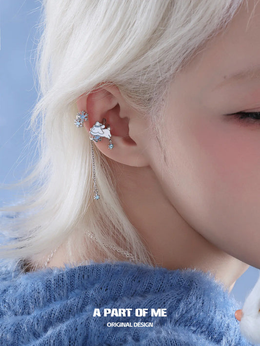 Hello Winter Platinum Plating Snowflake Rabbit No Piercing Ear Cuff Ear Clip™
