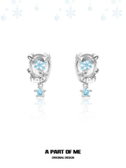 Hello Winter S925 Platinum-Plated Snowflake Crystal Ball Stud Earrings™